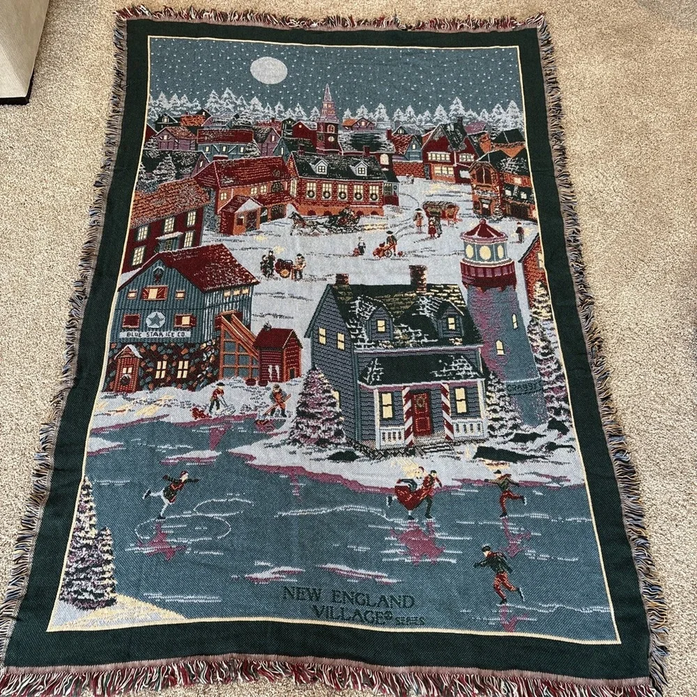 Department 56 New England Village‎ Series Christmas Winter Throw Blanket 65x45